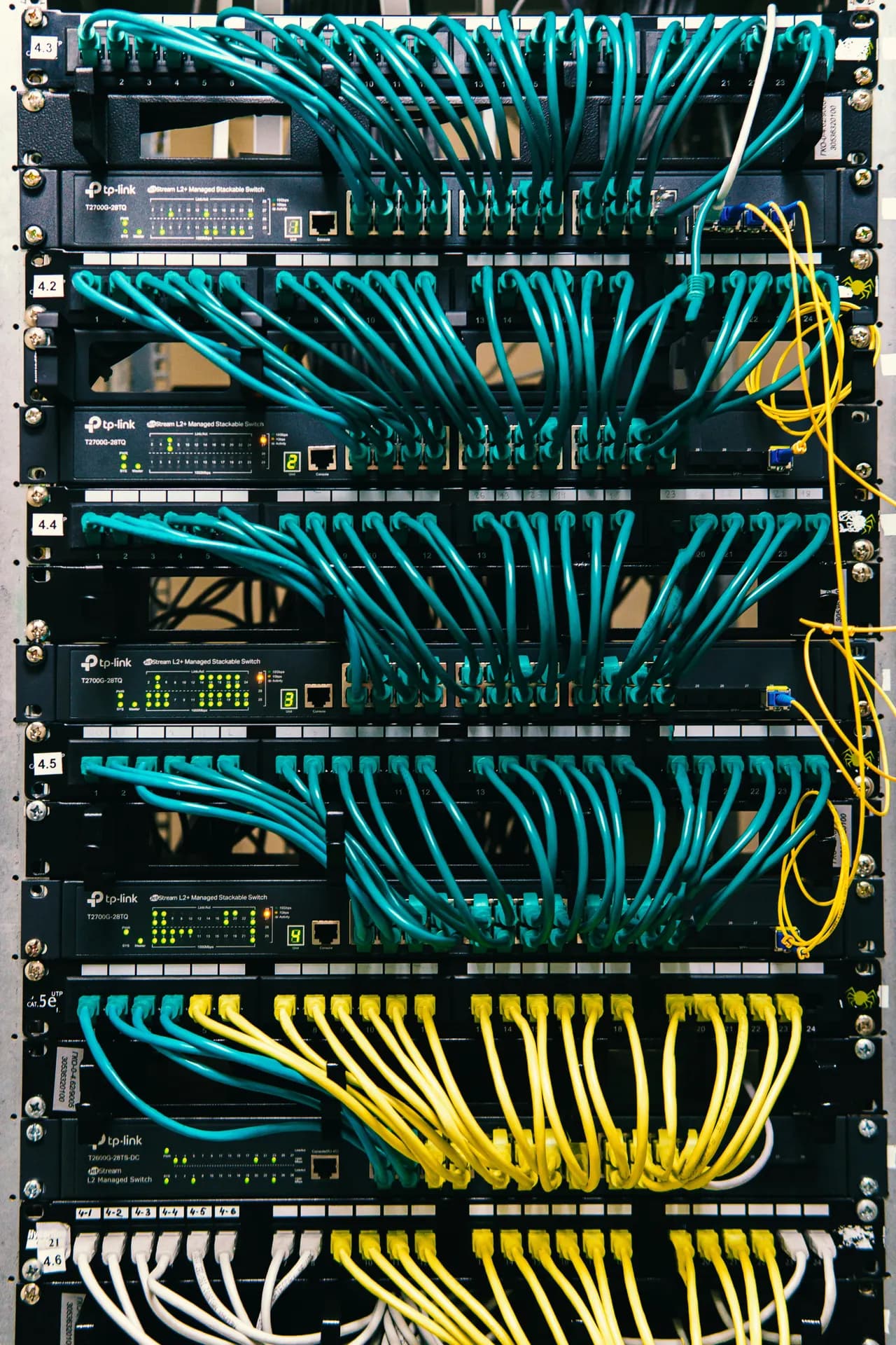 Network switch and patch panel with patch cables