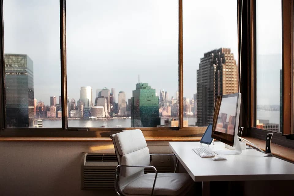 A bright office workspace
